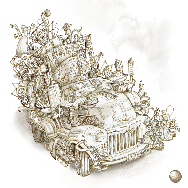 One mans trash is another mans treasure. Built from rusted instruments, oil drums and pipes, this is transport of the finest calibre. Drive away this limited edition Paraphernalia Car into the simmering steampunk sunset.