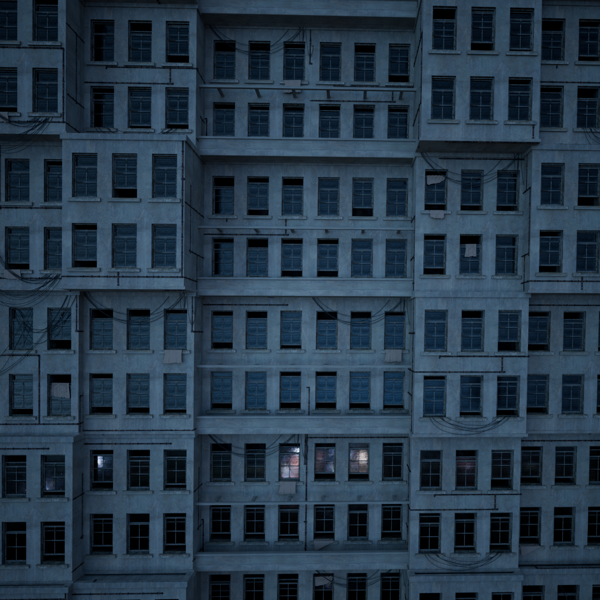 3D render of abandoned building side